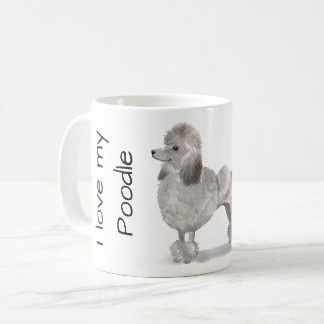 Caneca De Café Love My Poodle (Frente Esquerda)