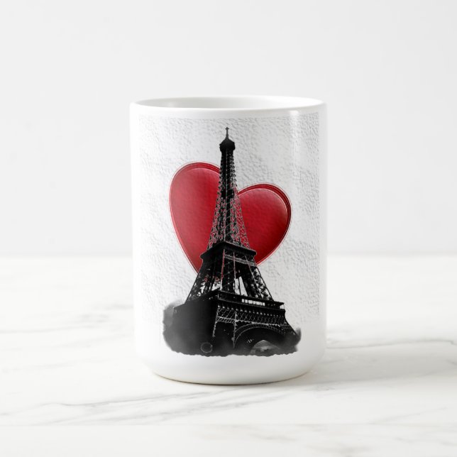 Caneca De Café Love Paris Red Heart Eiffel Tower (Centro)