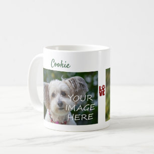 Caneca De Café LOVE Pata 2 Fotos Nomes de Cães Modernos Fofos Nov