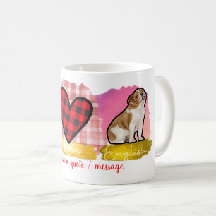 Caneca De Café Love Peace Buldogue Dia de os namorados Dog Lover