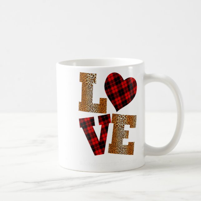Caneca De Café Love Plaid Red Leopard Kindergarten Teacher Valent (Direita)
