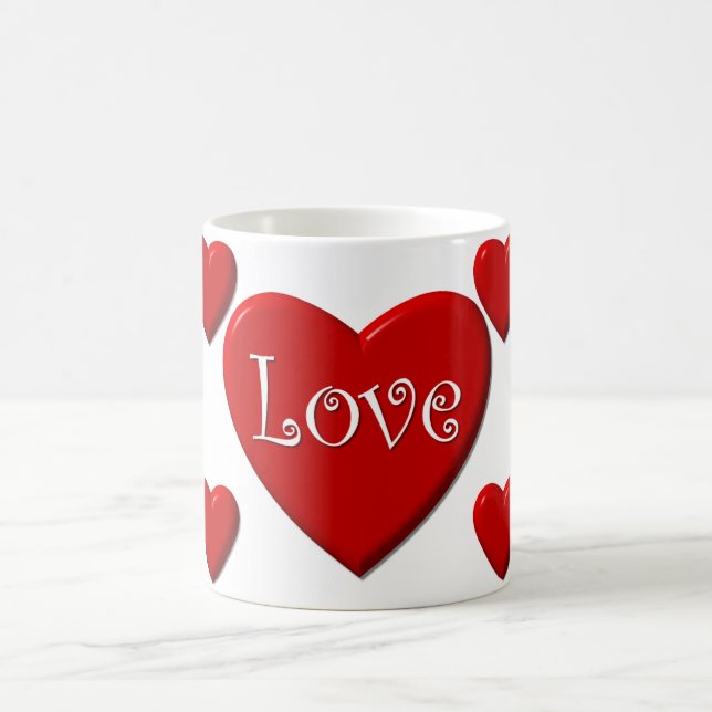 Caneca De Café Love Red Heart White Coffee Mug (Centro)