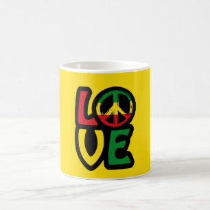 Caneca De Café Love reggae símbolo de paz