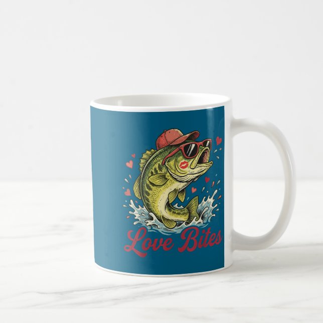 Caneca De Café Love Retro Bites Fishing Fisherman Valentines Day  (Direita)
