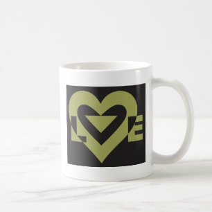 Caneca De Café Love Sage Green em preto
