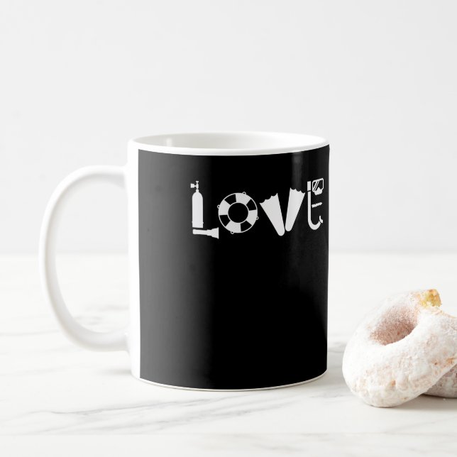 Caneca De Café Love Scuba Diving Diver (Com Donut)