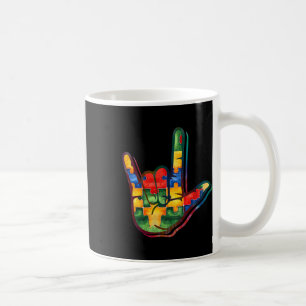 Caneca De Café Love Sign Language Autism Awarsm Suporte a Quebra-