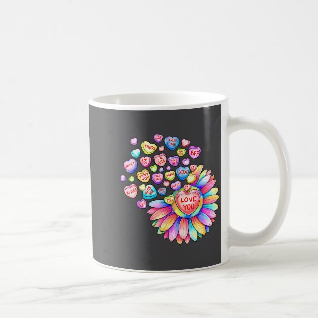 Caneca De Café Love Sunflower Hearts Candy Valentines Day Womens  (Direita)