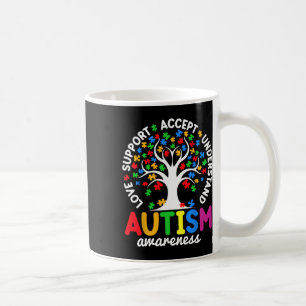 Caneca De Café Love Support Accept Compreender Autismo De Árvore
