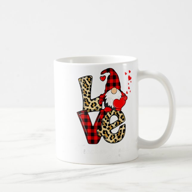 Caneca De Café Love Teacher Squad Gnome Hearts Valentines Gnome T (Direita)