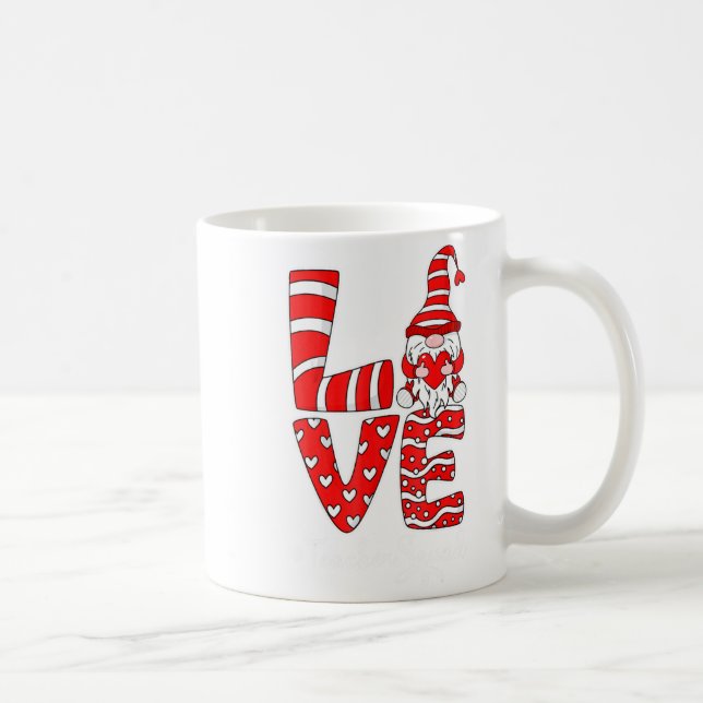Caneca De Café Love Teacher Squad Gnome Hearts Valentines Gnome T (Direita)