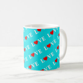 Caneca De Café LOVE Turquoise Blue Aqua Blue Modern Chic Elegante
