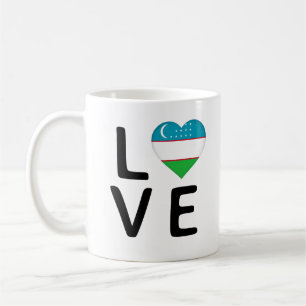 Caneca De Café Love - Uzbequistão Flag