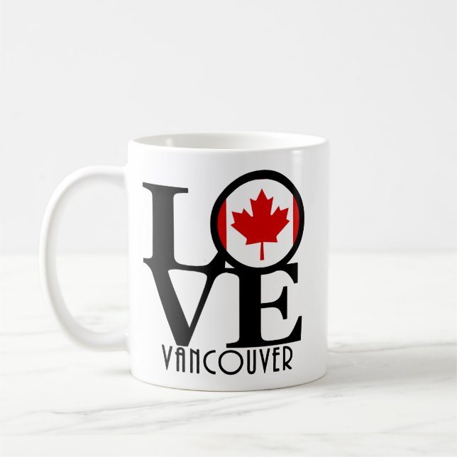 Caneca De Café LOVE Vancouver (Sinalizador do Canadá) 11oz (Esquerda)