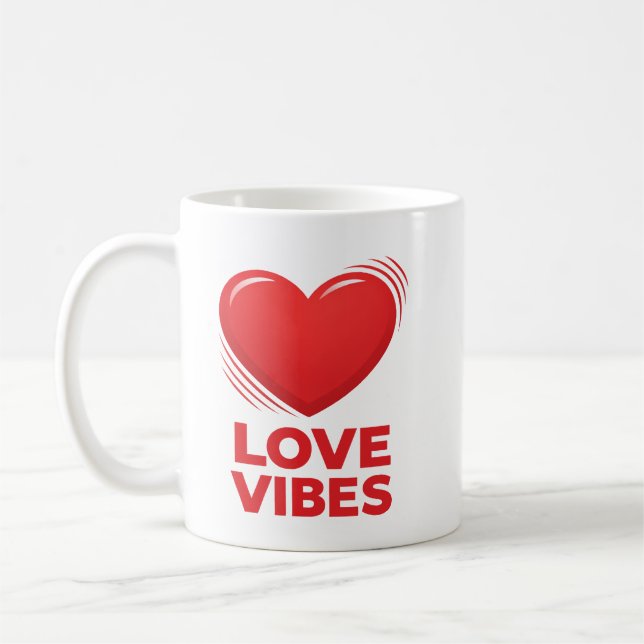 Caneca De Café Love Vibes Heart Valentine Design (Esquerda)