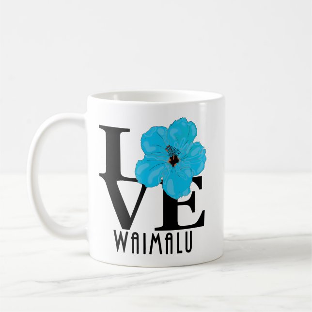Caneca De Café LOVE Waimalu Blue Hibiscus 11oz (Esquerda)