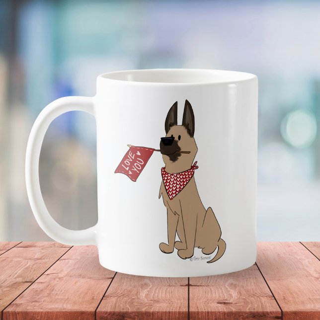 Caneca De Café Love You Cute Dog Cartoon White Simple Mug (Criador carregado)