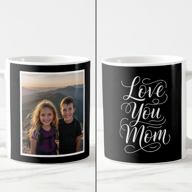 Caneca De Café Love You Mom 1 Photo Keepsake black and white (Criador carregado)