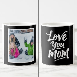 Caneca De Café Love You Mom 1 Photo Keepsake Brush Script black