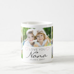 Caneca De Café LOVE YOU NANA Personalizado com 3 Fotos Escrita à