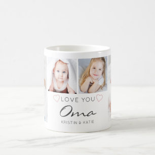 Caneca De Café LOVE YOU OMA Personalizado com 4 Fotos Escrito à M