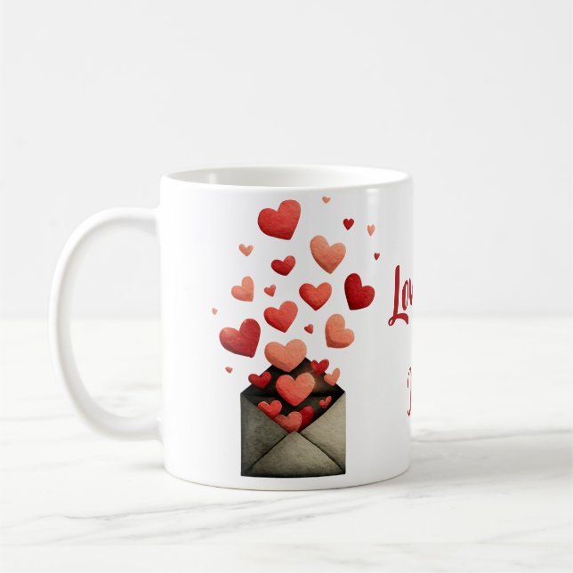 Caneca De Café Love You Valentine Envelope Design (Esquerda)