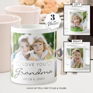 Caneca De Café LOVE YOU VÓ PERSONALIZADO 3 Fotos manuscritas