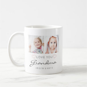 Caneca De Café LOVE YOU VÓ PERSONALIZADO com 2 Fotos manuscritas