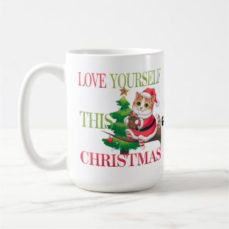 Caneca De Café Love Yourself This Christmas Cute Cat Holiday Self