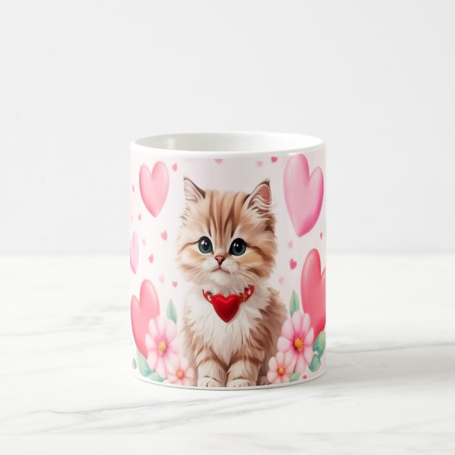 Caneca De Café Lovely kitten hearts (Centro)