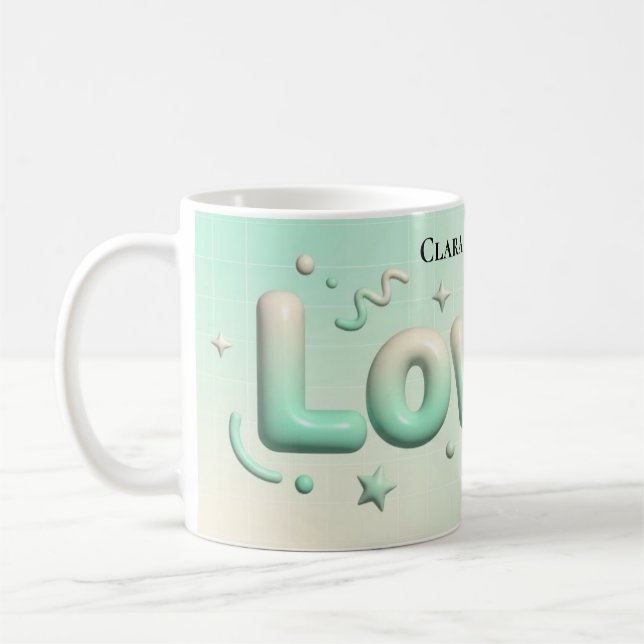 Caneca De Café Lovely Minimalist Heart Personalized (Esquerda)