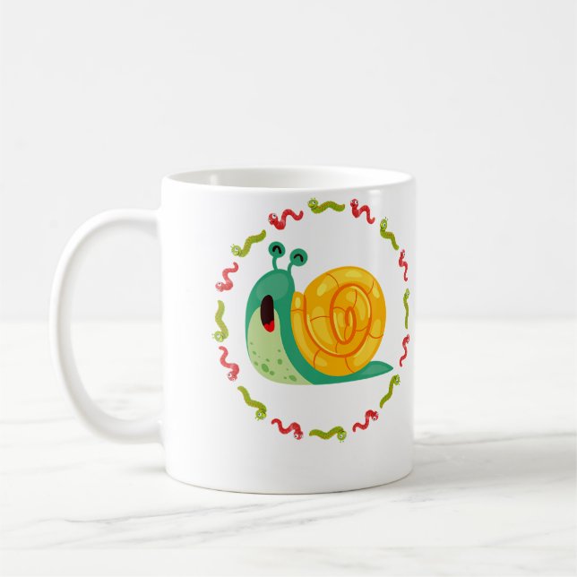 Caneca De Café Lovely Snail In Colourful Caterpillar Circle Garde (Esquerda)