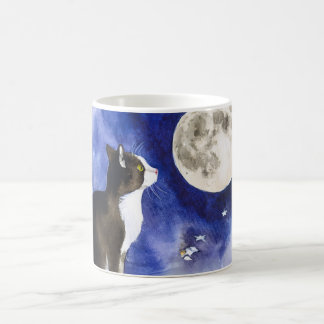 Caneca De Café Lovely Tuxedo Cat & Full Moon Mug