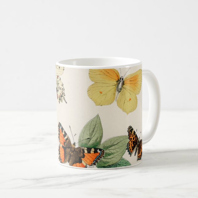 Caneca De Café Lovely vintage illustration of butterflies (Frente Esquerda)