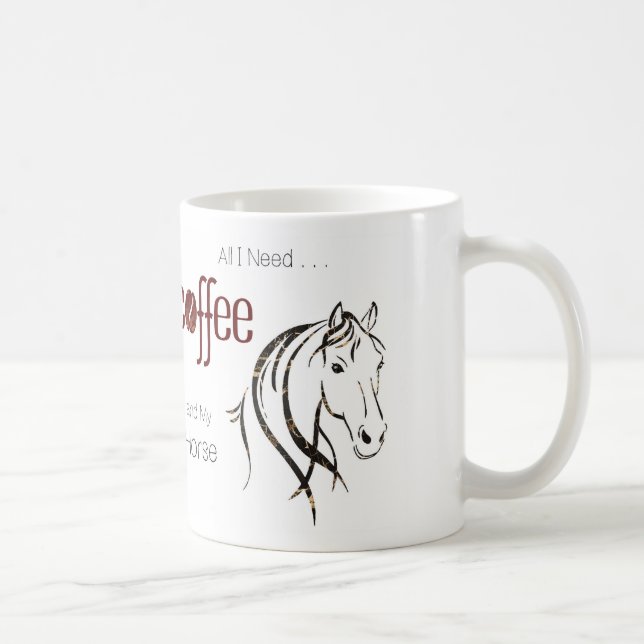 Caneca De Café Lover de Cavalo de Aquarela (Direita)