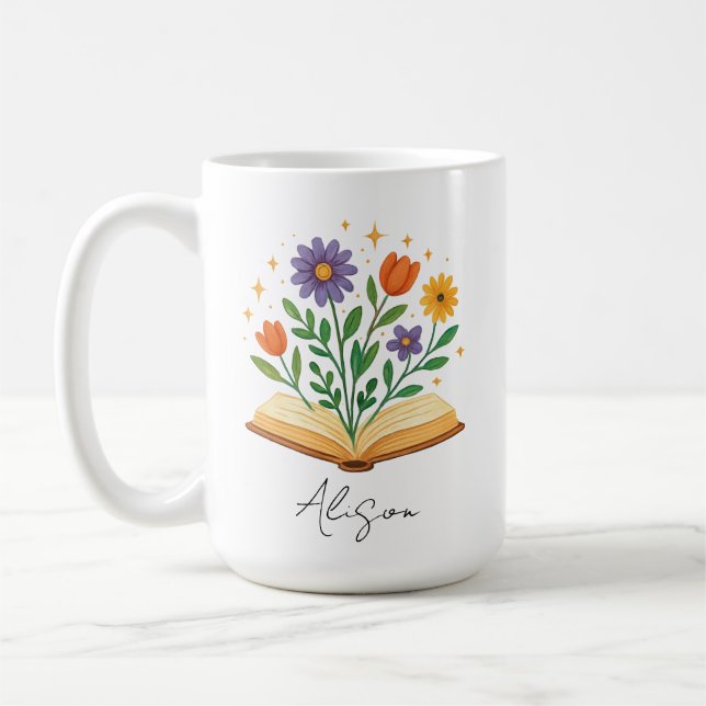 Caneca De Café Lover De Livro Personalizado, Presente Personaliza (Esquerda)