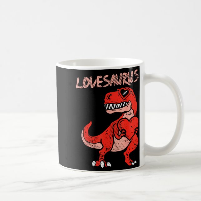 Caneca De Café Lovesaurus Trex Dinosaur Heart Cute Valentines Day (Direita)