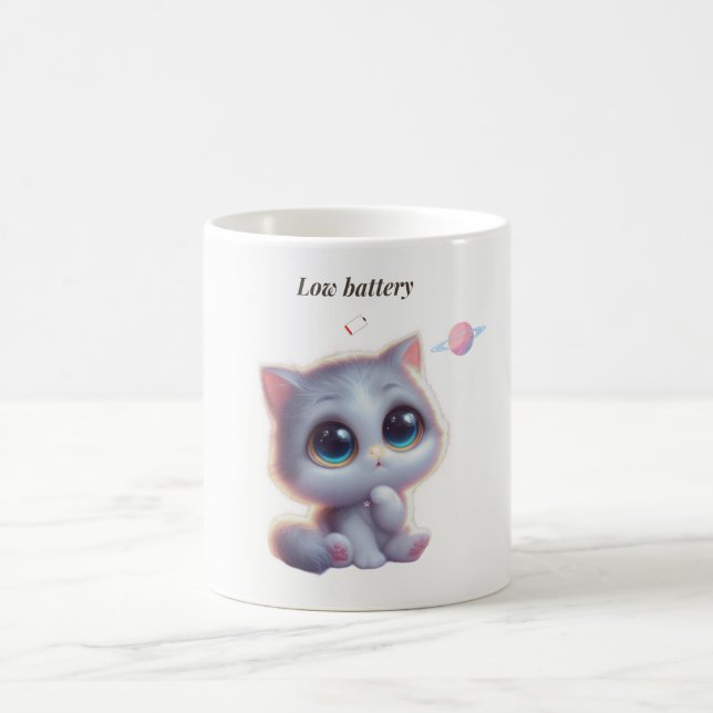 Caneca De Café Low Battery Cat Meme Mug (Centro)