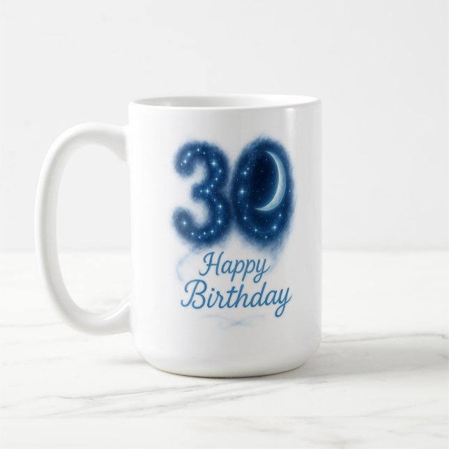 Caneca De Café Lua 30: Starry Birthday Mug (Esquerda)