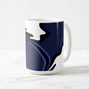 Caneca De Café Lua azul: Abstrato azul, branco e preto