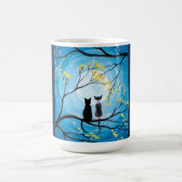 Caneca De Café Lua branca com gatos
