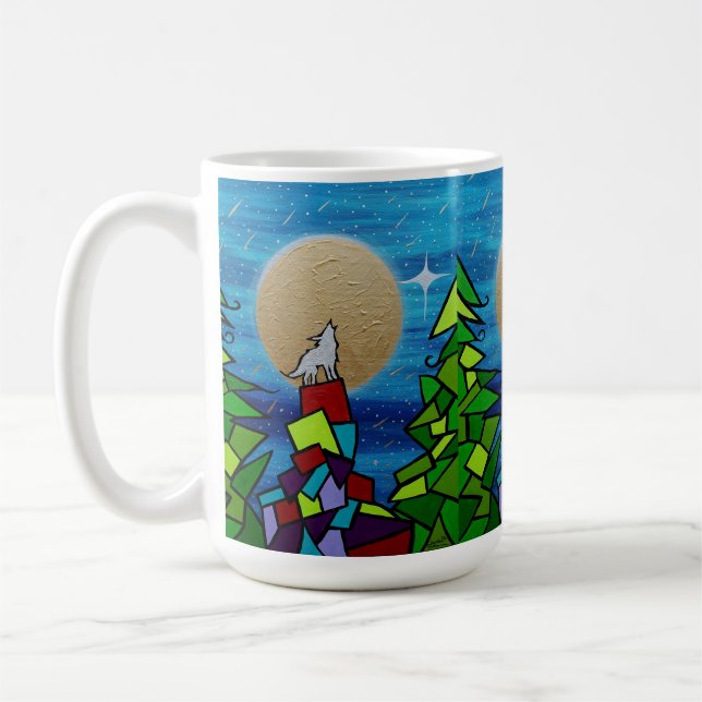 Caneca De Café Lua Cheia Wolf Supermoon  (Esquerda)
