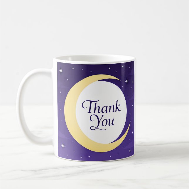 Caneca De Café Lua Crescente Amarela Suave Obrigado (Esquerda)