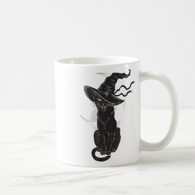 Caneca De Café Lua de Chapéu de Bruxa Negra do Halloween (Direita)