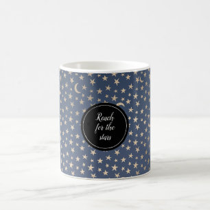 Caneca De Café Lua Dourada e céu noturno das estrelas