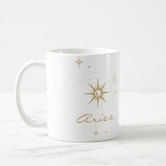 Caneca De Café Lua e Estrelas Celestiais Douradas (Esquerda)