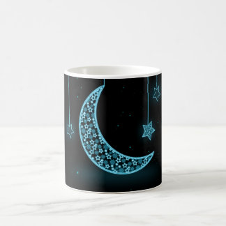 Caneca De Café Lua e Estrelas do Crescente Azul e Negro