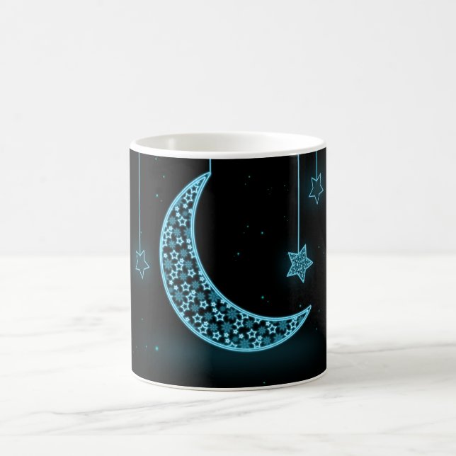 Caneca De Café Lua e Estrelas do Crescente Azul e Negro (Centro)