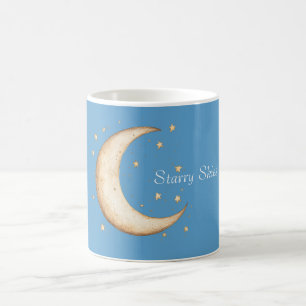 Caneca De Café Lua Estrelas Céus Dourado Água