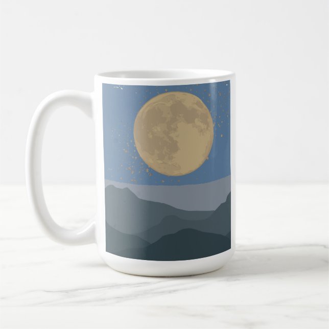 Caneca De Café Lua ouro Sobre Montanhas Tranquilas (Esquerda)